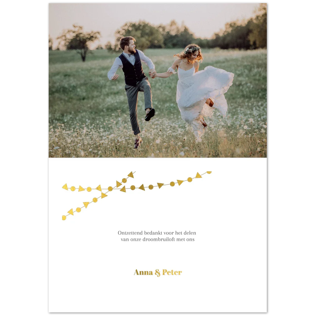 Golden Garland Thank You Card