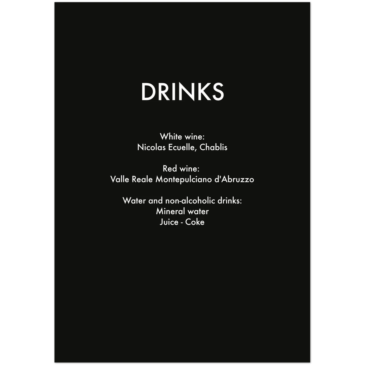 Peony Grace Menu