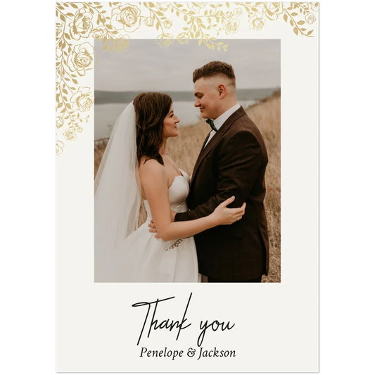 Golden Peony Thank You Card