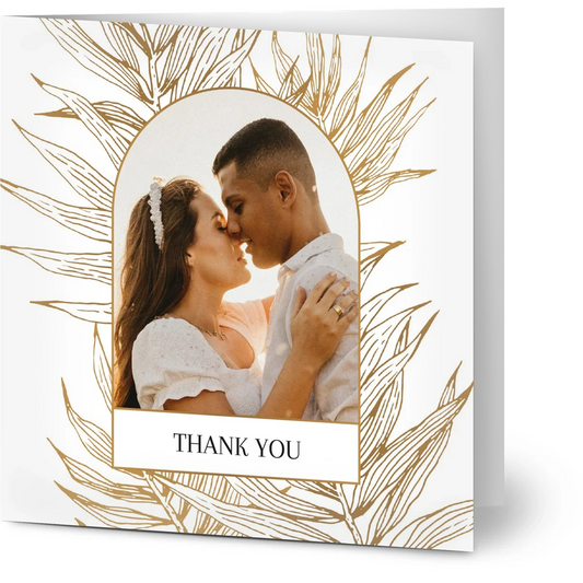 Golden Peony Thank You Card