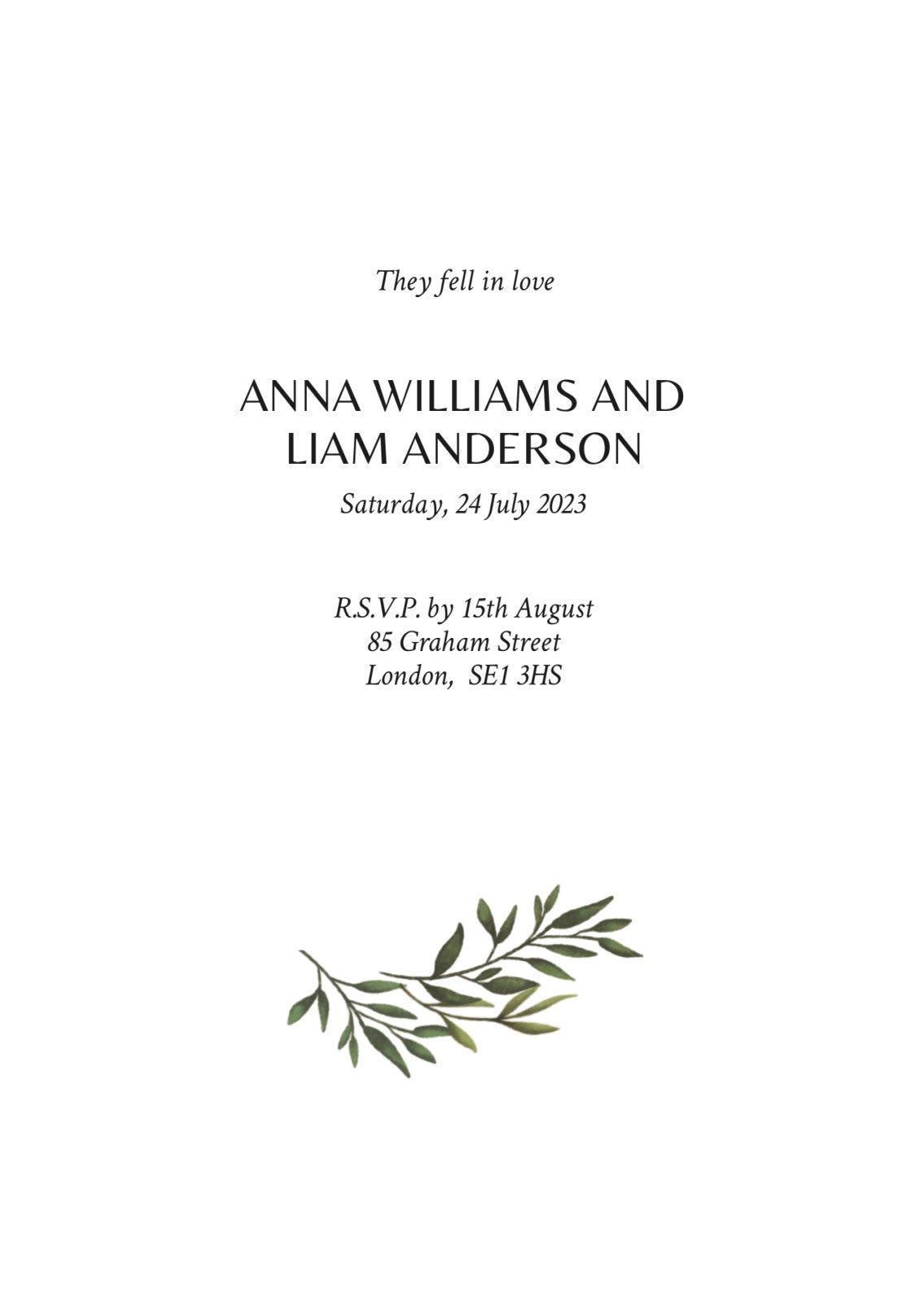 Olive Embrace Invite