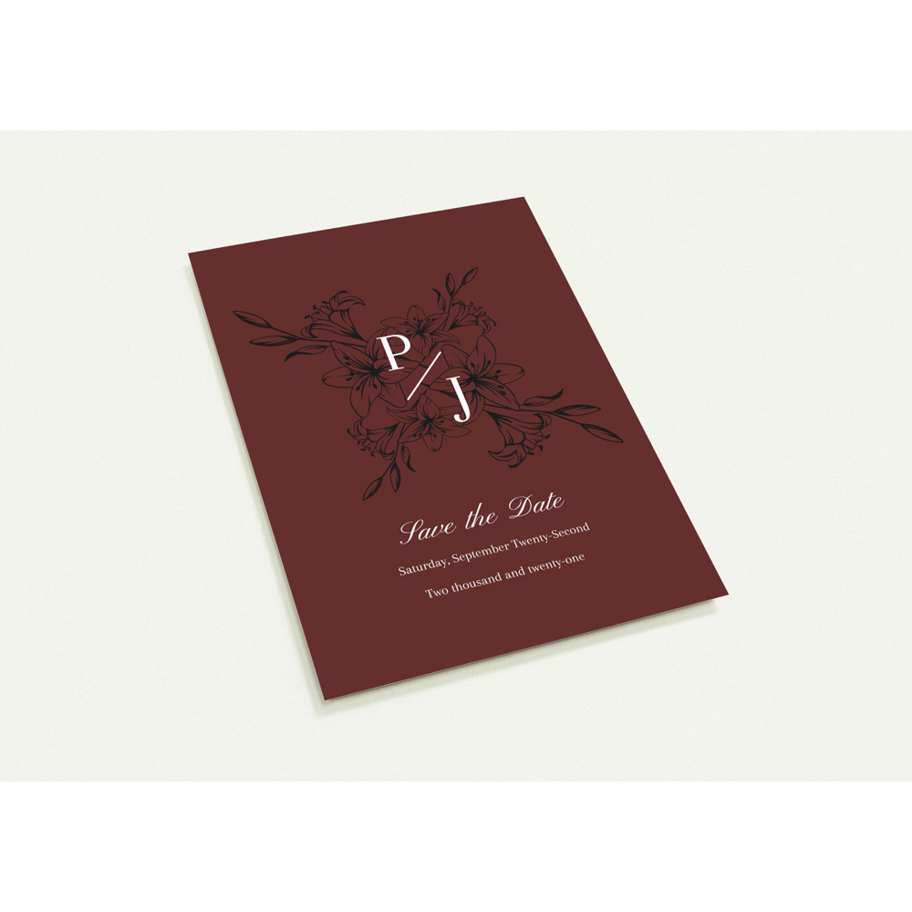 Chestnut Monogram Floral Save the Date