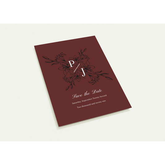 Chestnut Monogram Floral Save the Date