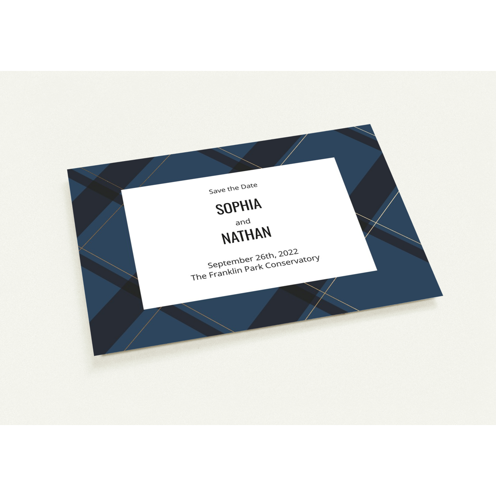 Navy Plaid Save the Date