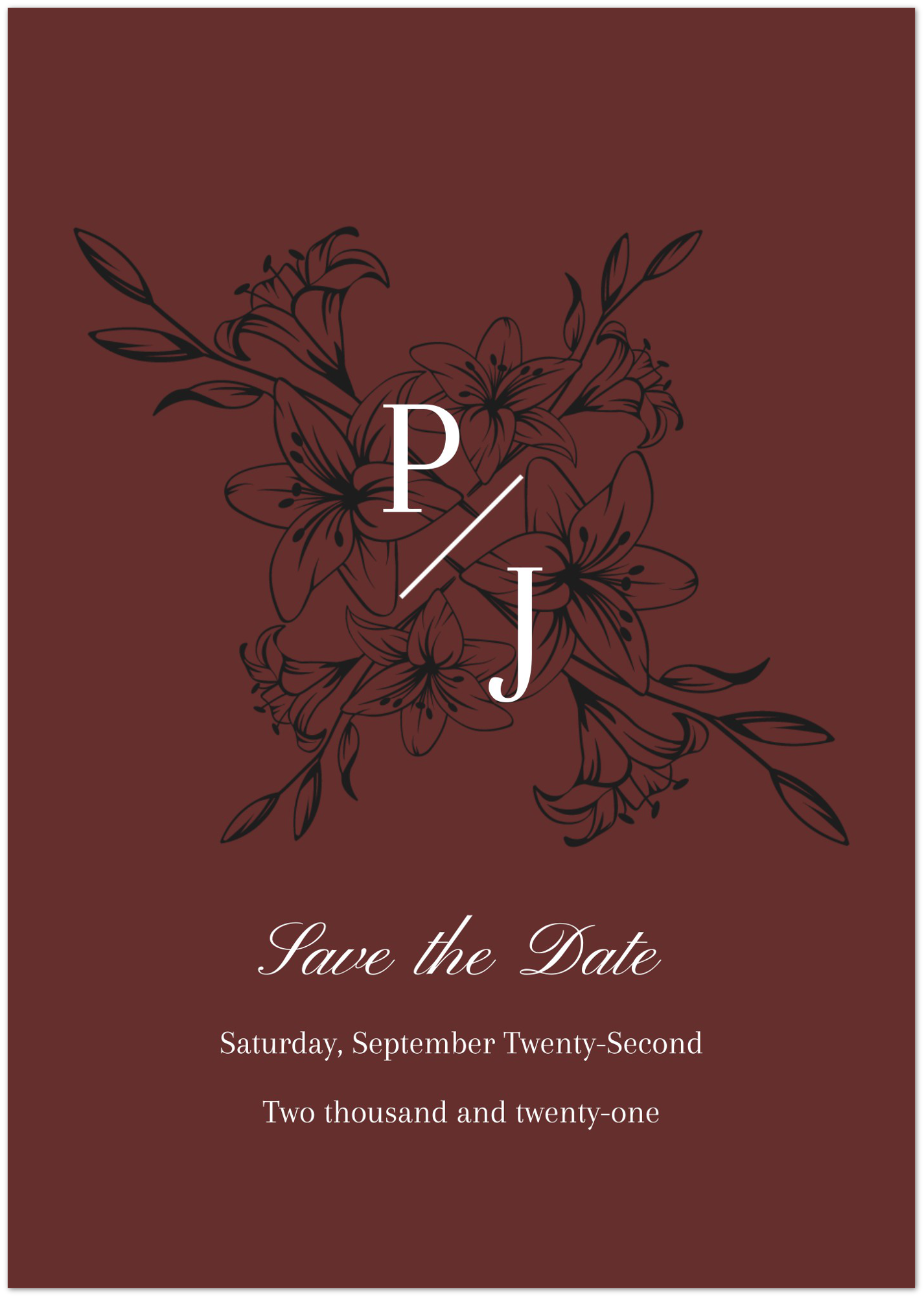 Chestnut Monogram Floral Save the Date