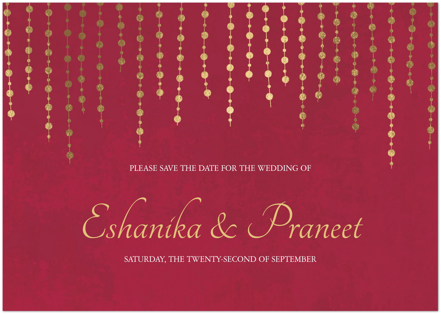 Red Golden Garland Save the Date
