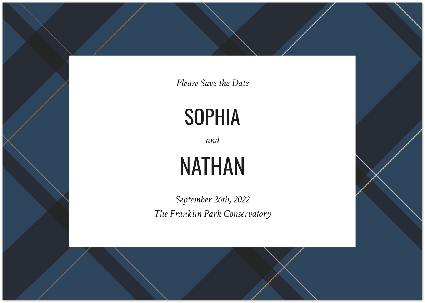 Navy Plaid Save the Date