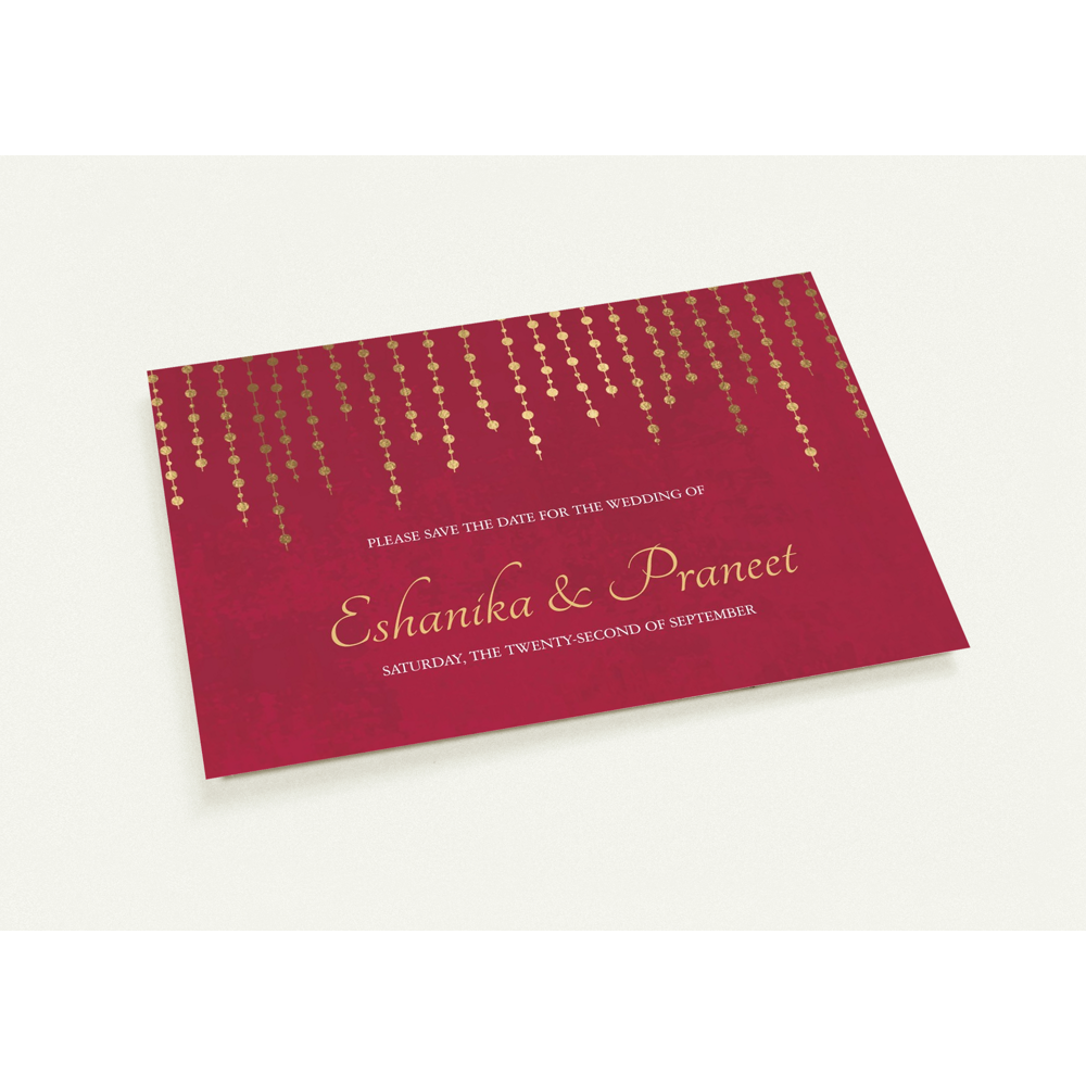 Red Golden Garland Save the Date
