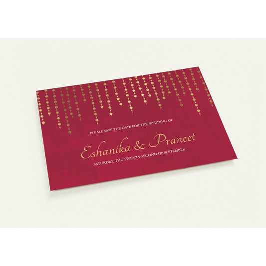 Red Golden Garland Save the Date